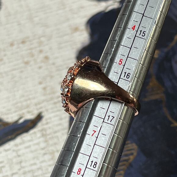 Rose Gold Tone Cocktail Ring with CZ Stones - Size 6 - Picture 6 of 7